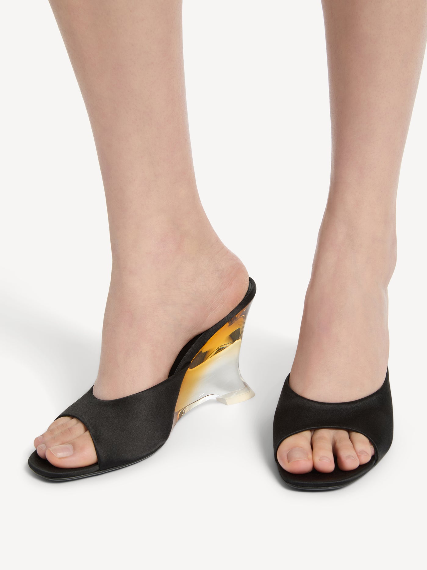 Satin wedge mules