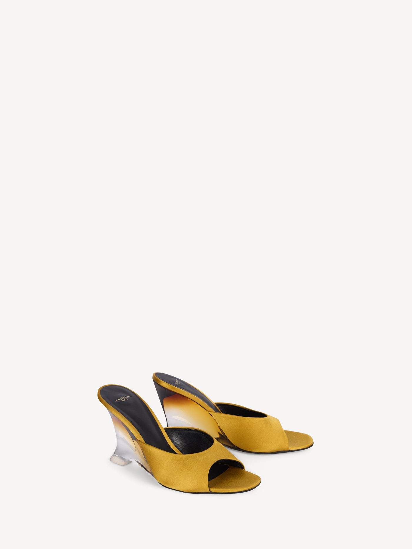 Satin wedge mules