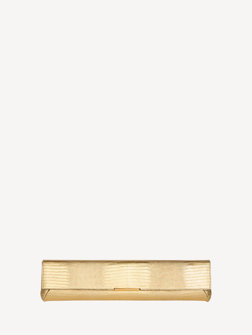 Long Clutch bag in metallic textured leather