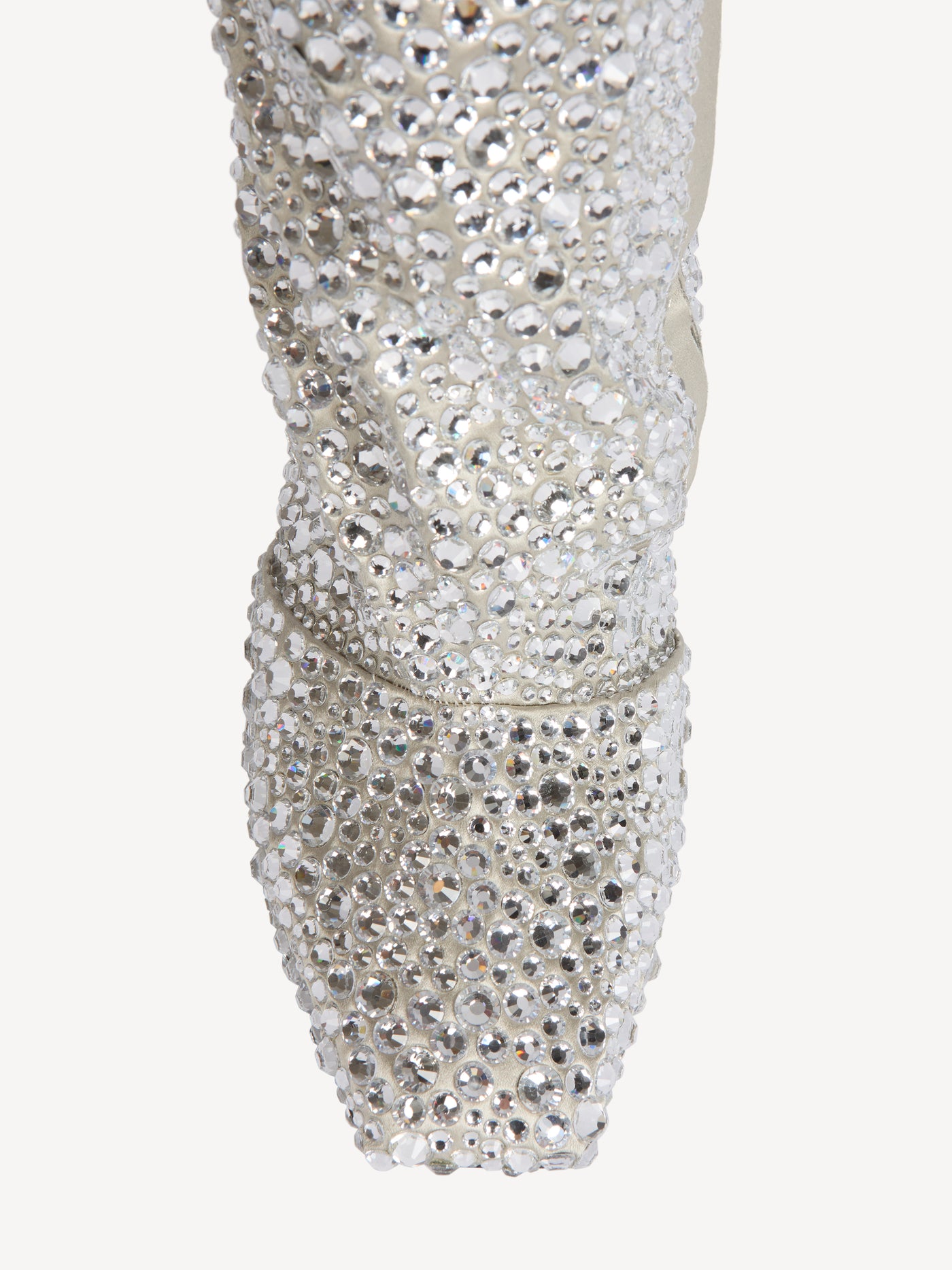 Wedge thigh-high satin boots with crystals