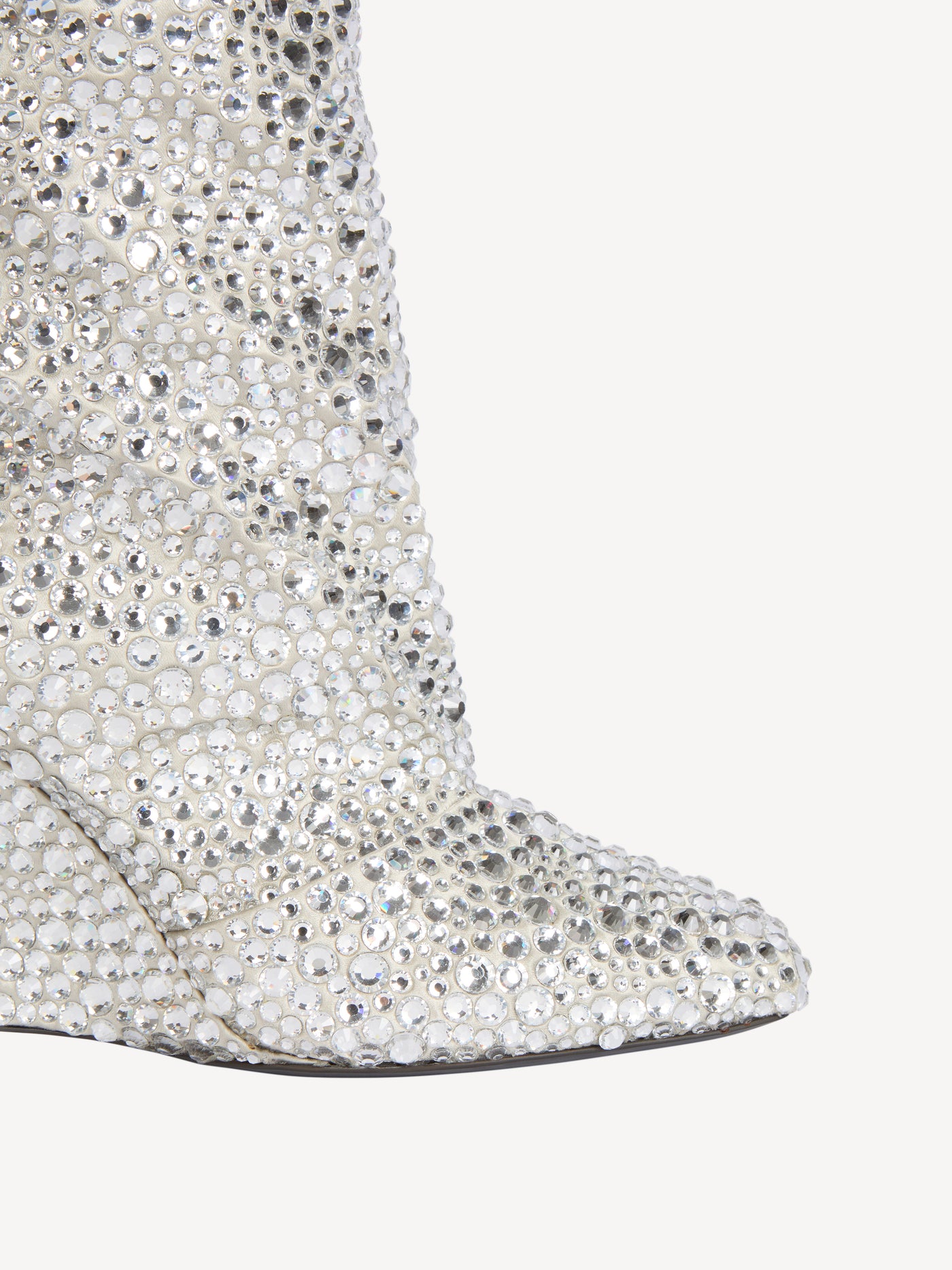 Wedge thigh-high satin boots with crystals