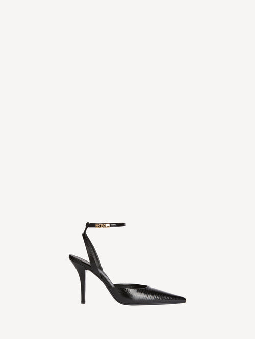 Escarpins à brides en cuir embossé