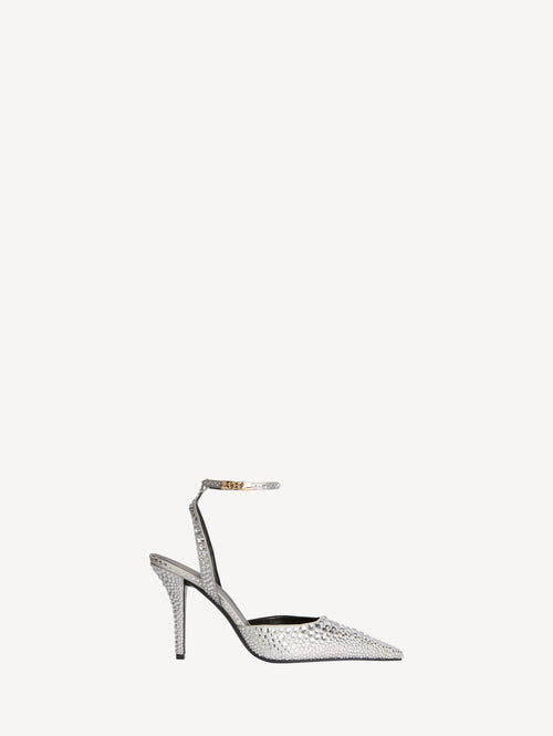 Strappy satin courts with crystals