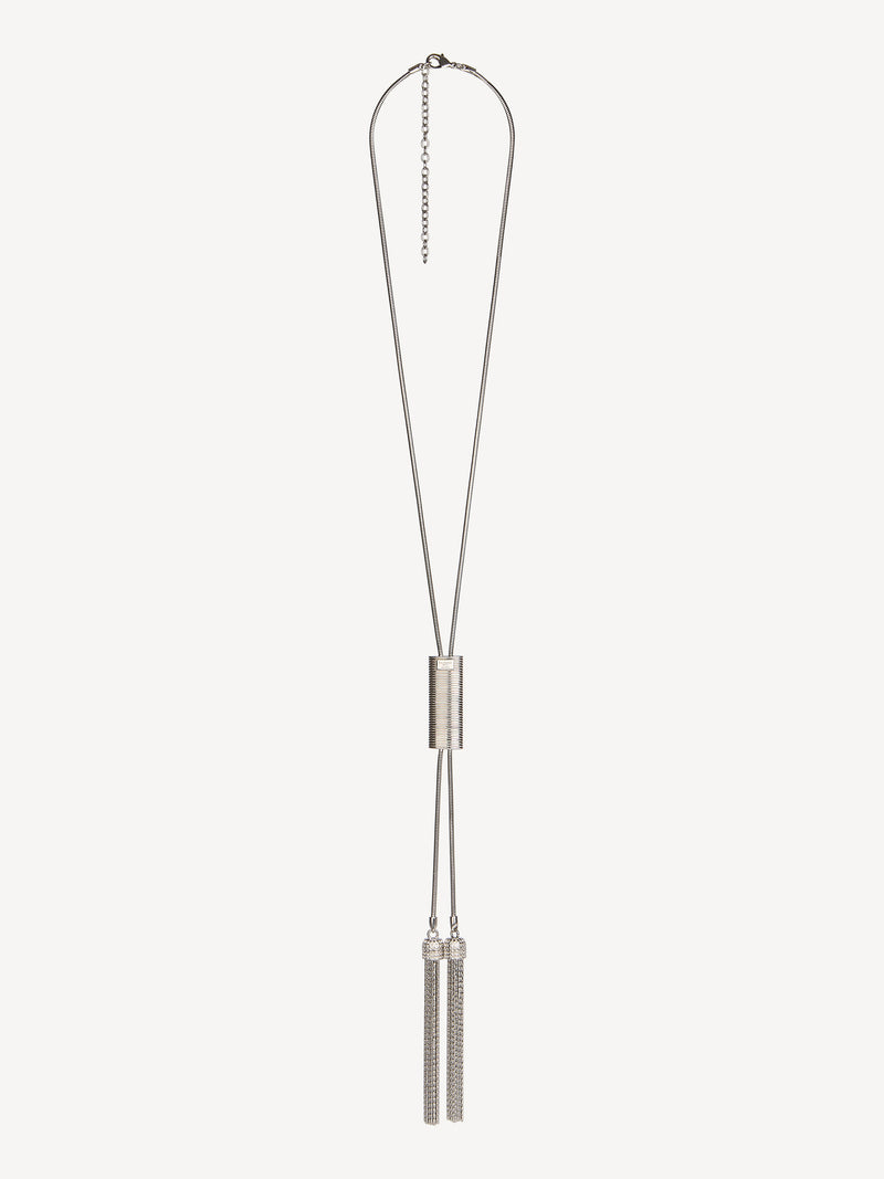 Long brass tassel necklace