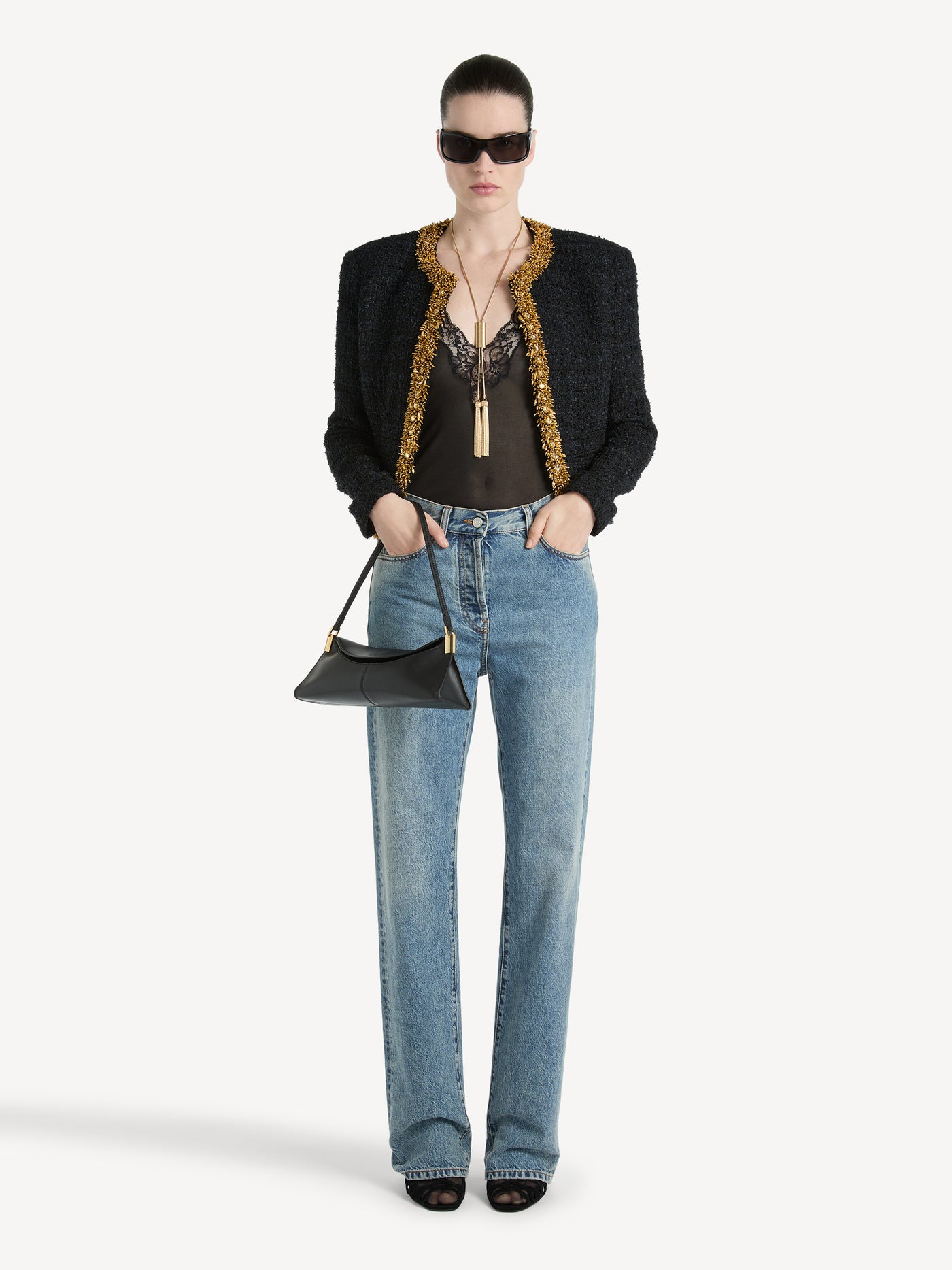 Chaqueta de tweed con bordado