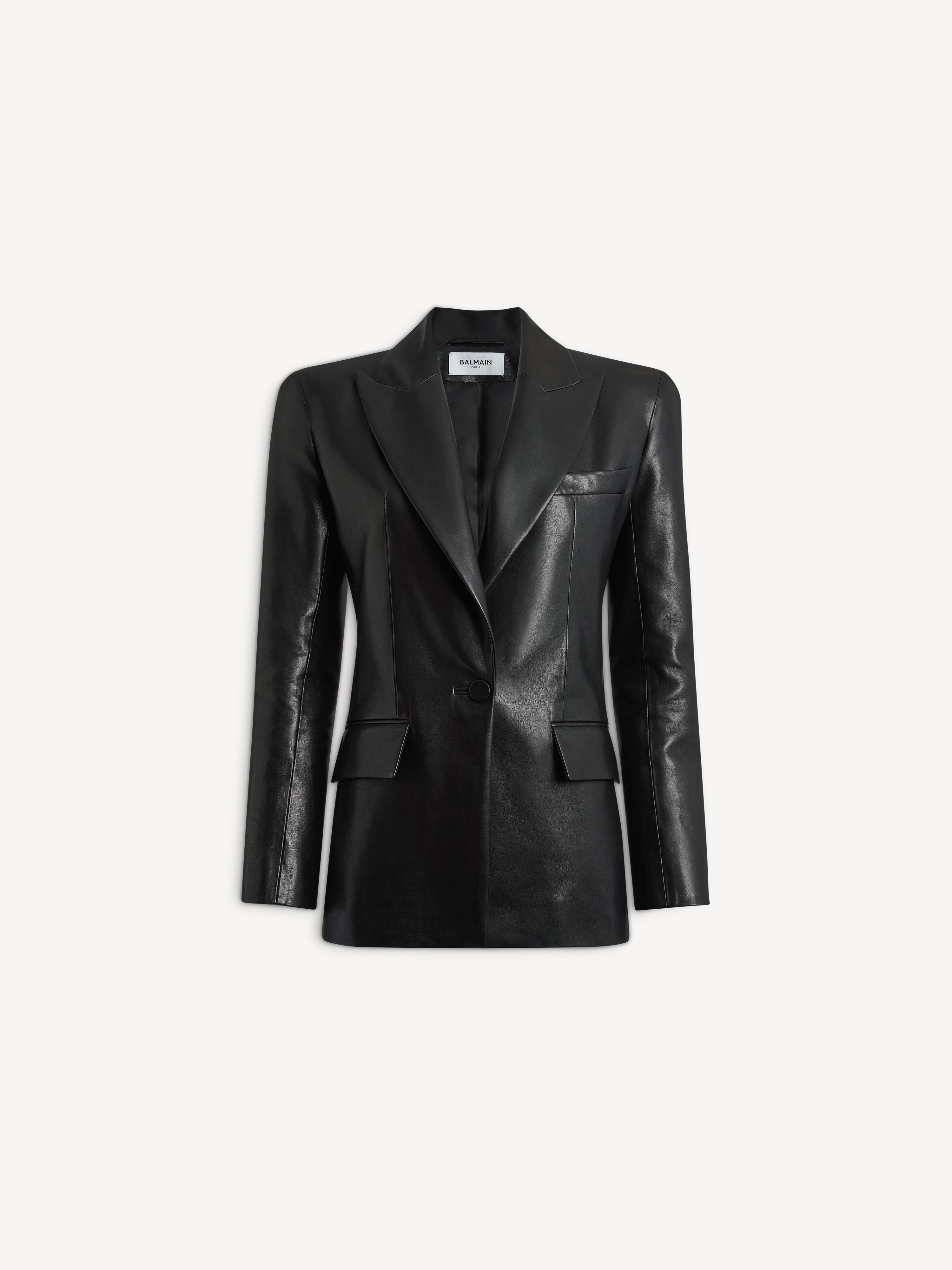 Structured-shoulder lambskin jacket Black - Women I Balmain