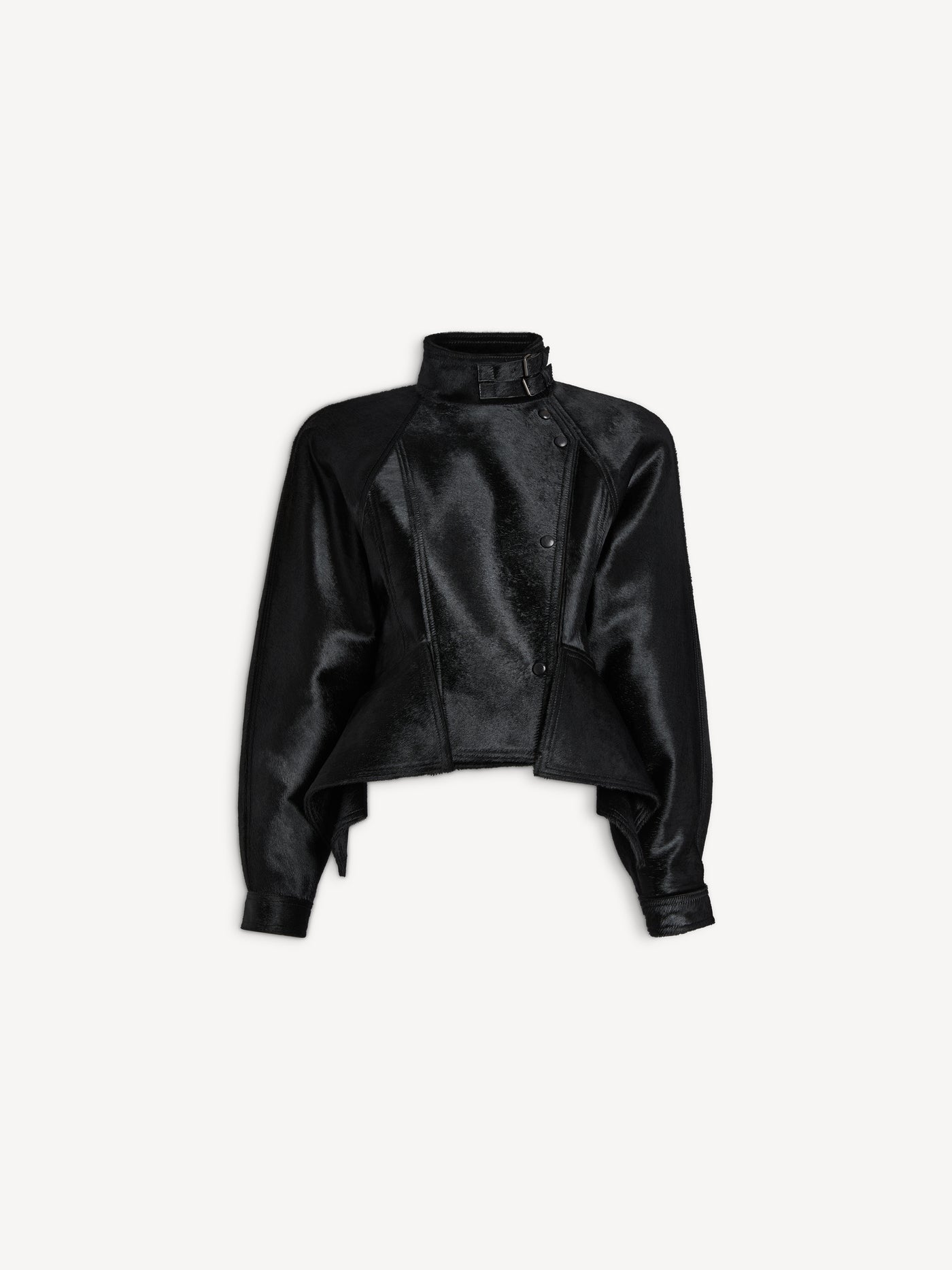 Pony-effect leather signature jacket