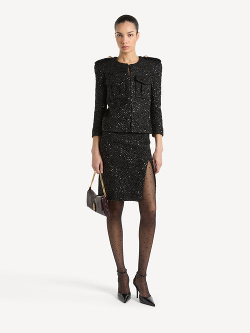Sequinned tweed jacket