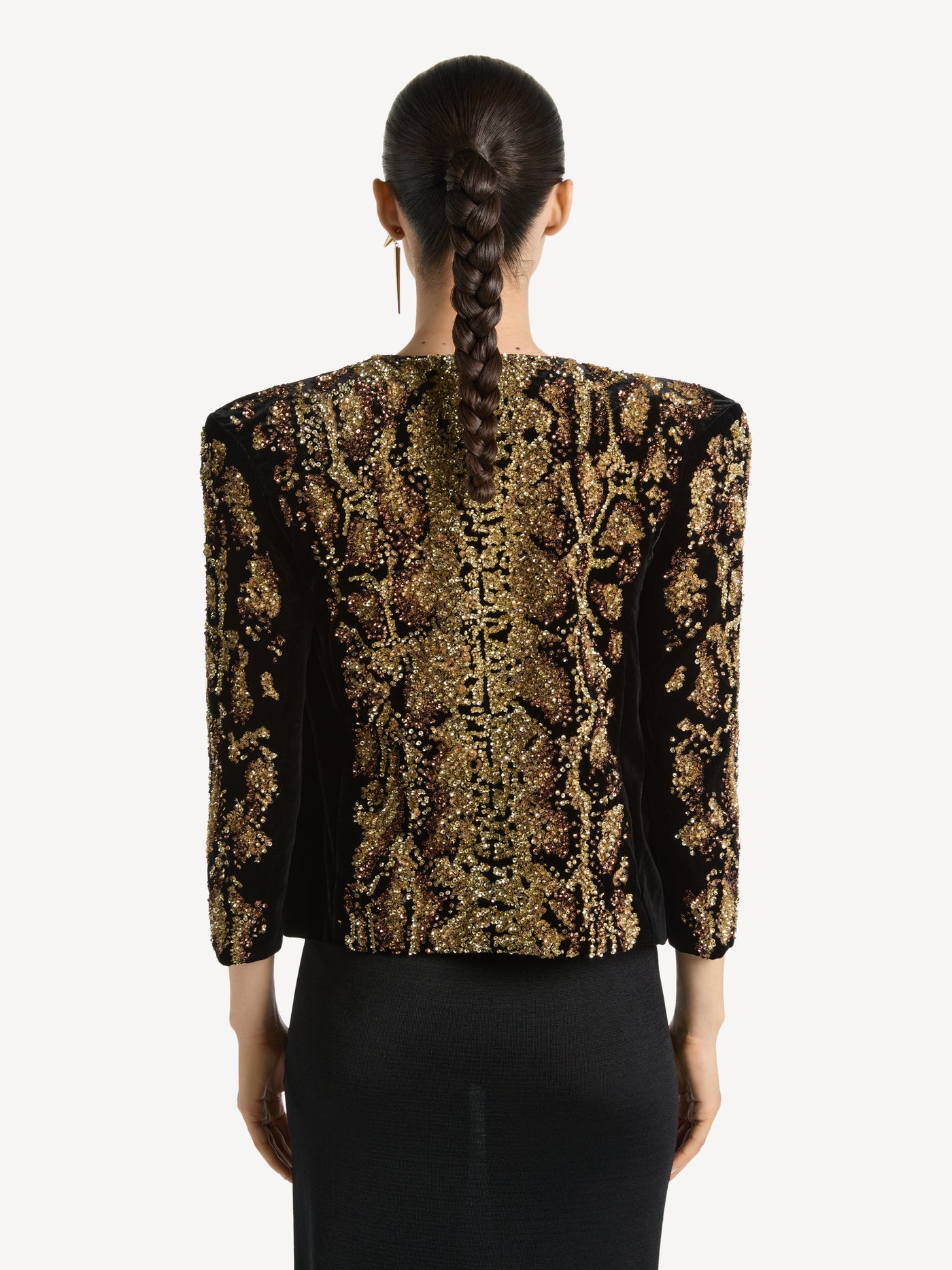 Spencer jacket in python-effect embroidered velvet