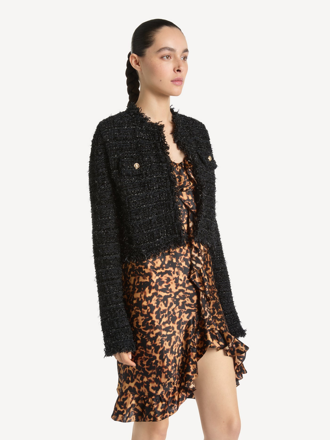 Knit lurex tweed Spencer jacket