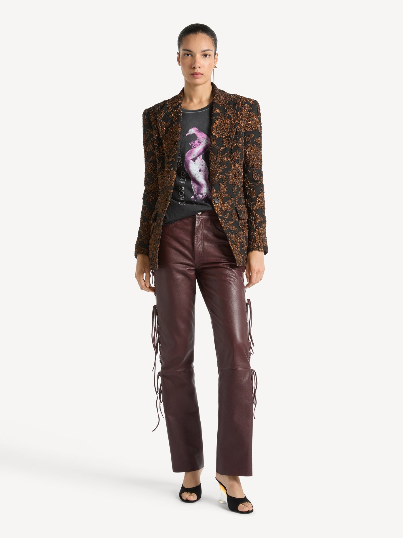 1-button jacket in cloqué jacquard