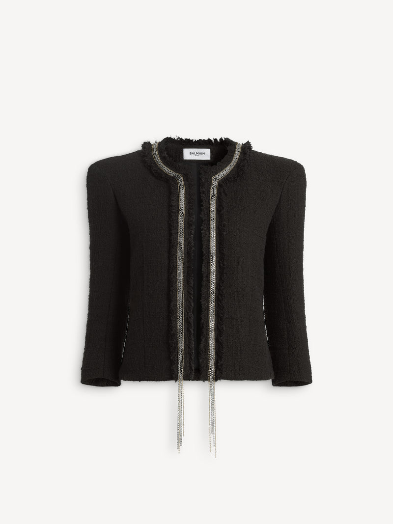 Spencer jacket in tweed with chains