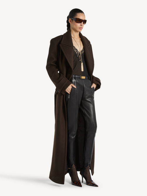 Manteau ceinturé en drap de laine