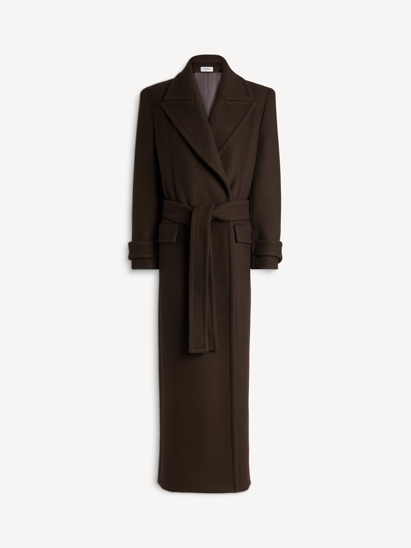 Manteau ceinturé en drap de laine