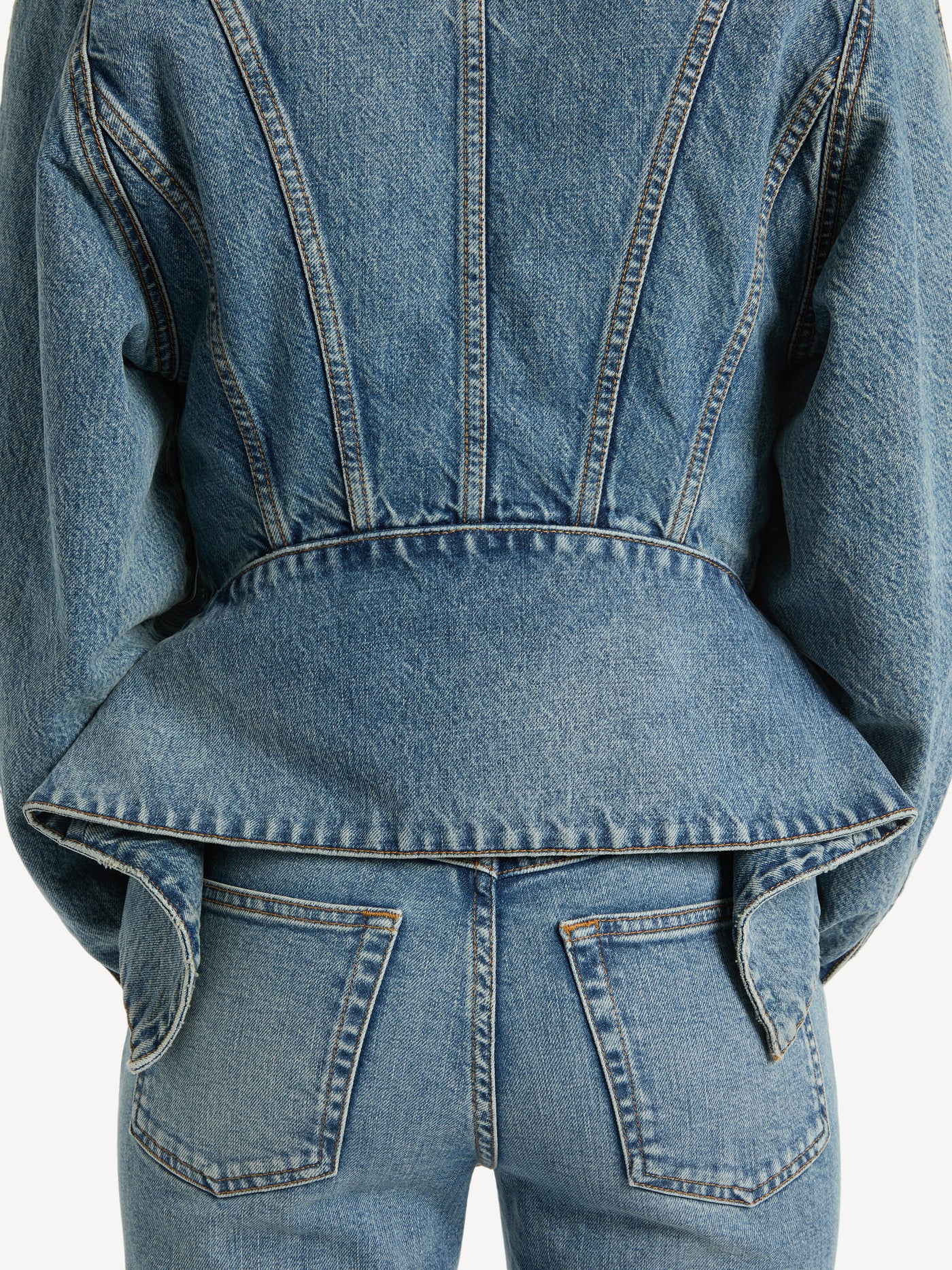 Denim signature jacket with shearling collar