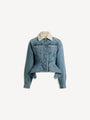 Denim signature jacket with shearling collar