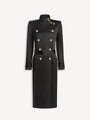 Belted satin crepe coat