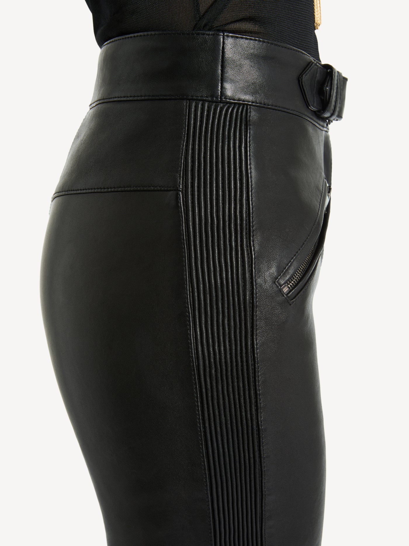 Pantaloni biker in pelle d’agnello