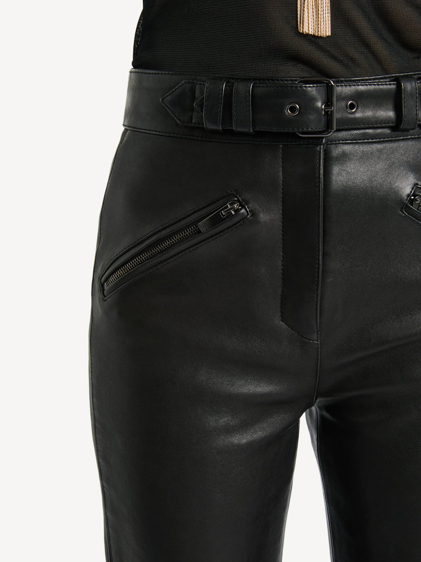 Pantaloni biker in pelle d’agnello