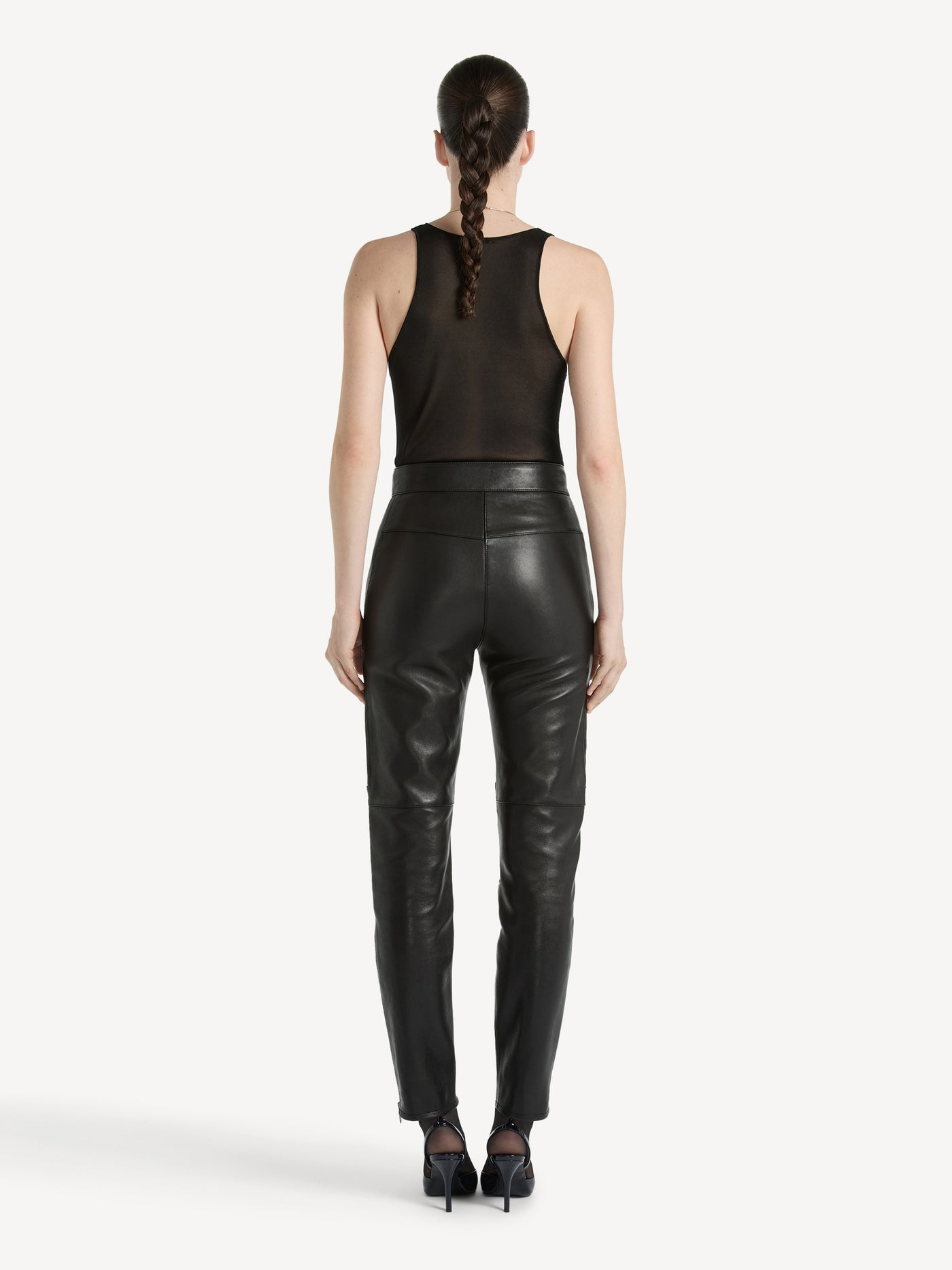 Pantaloni biker in pelle d’agnello