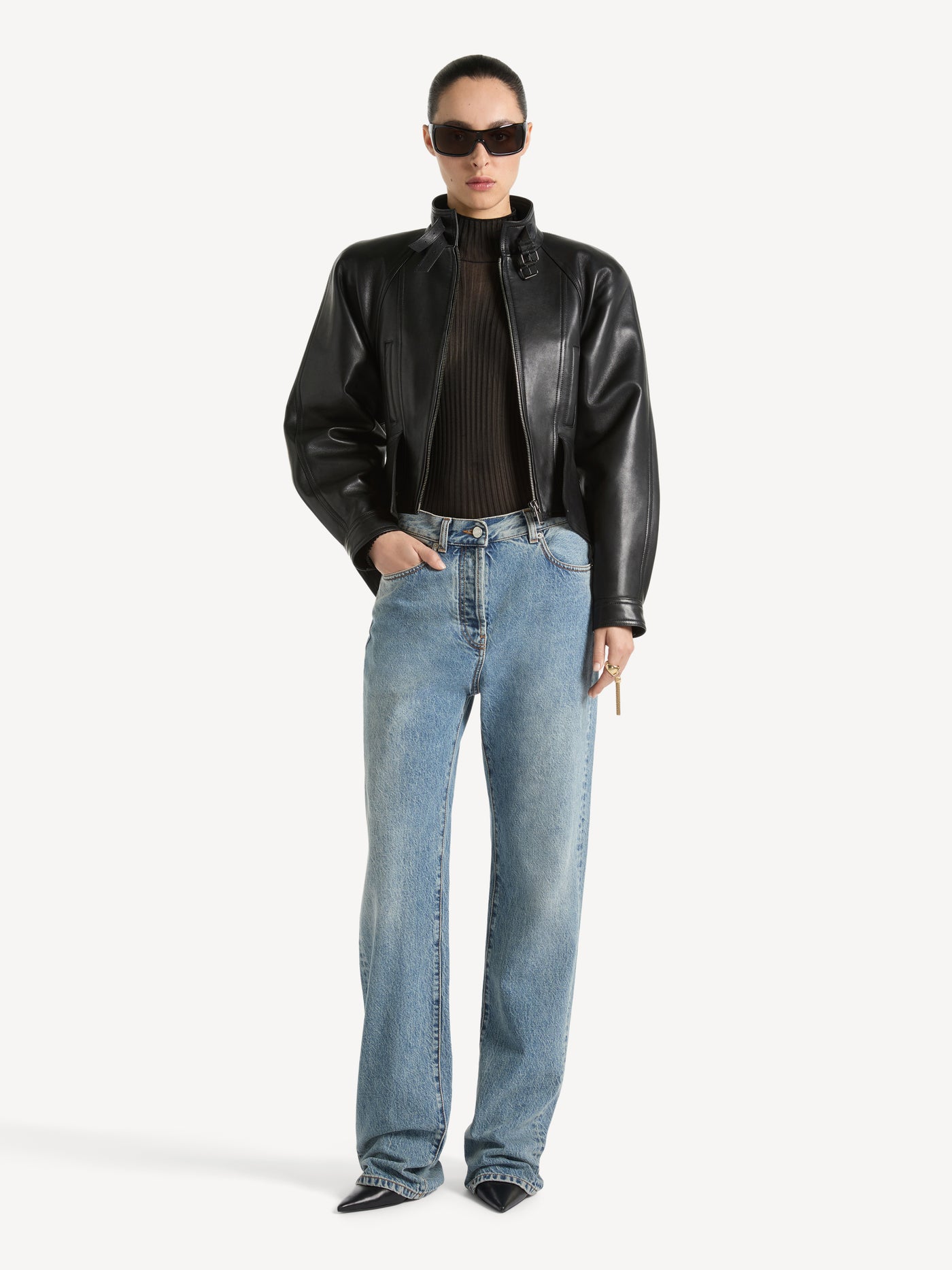 Pantalones rectos de denim lavado