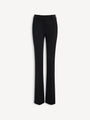 Pantalon taille basse en satin de laine