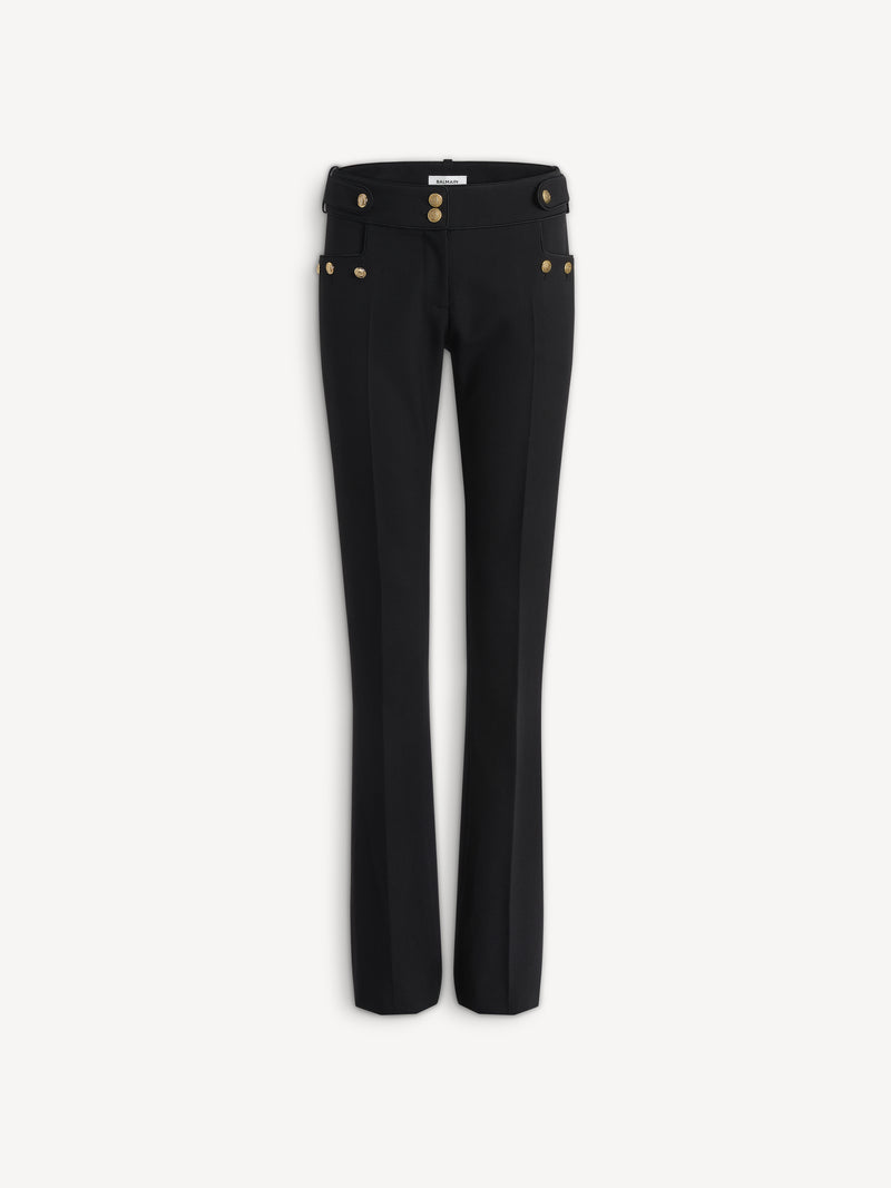 Pantaloni con pieghe in gabardine di lana
