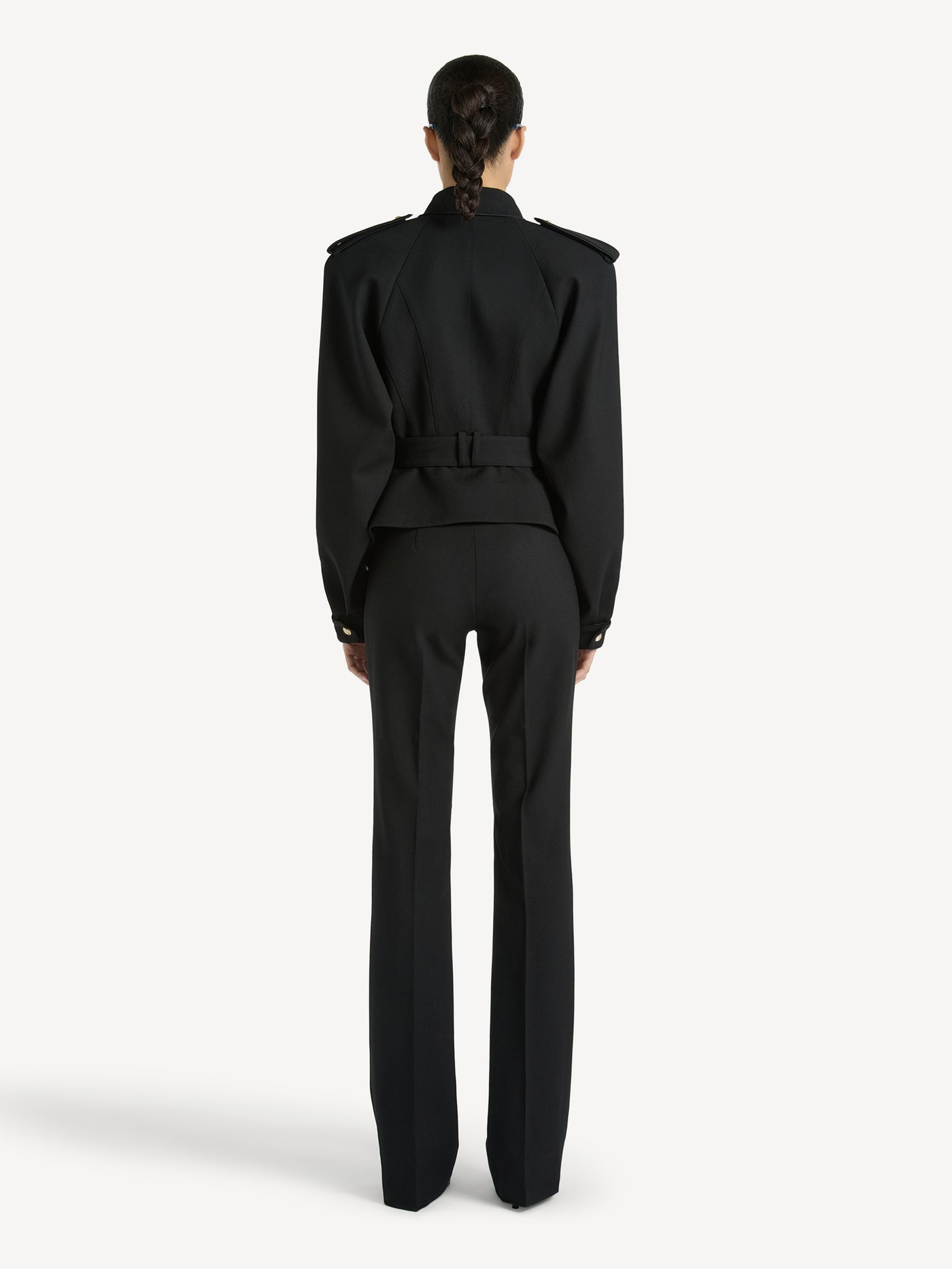 Pantalones de gabardina de lana con pliegues