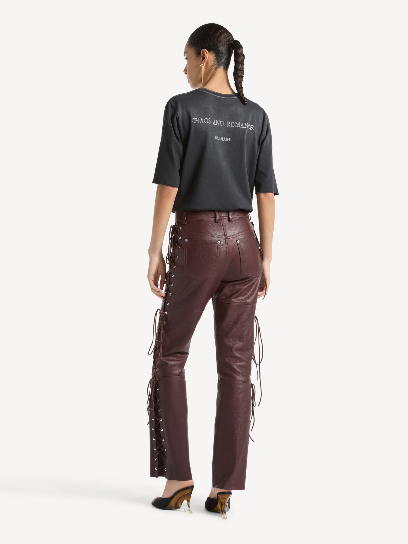 Pantaloni con lacci in pelle