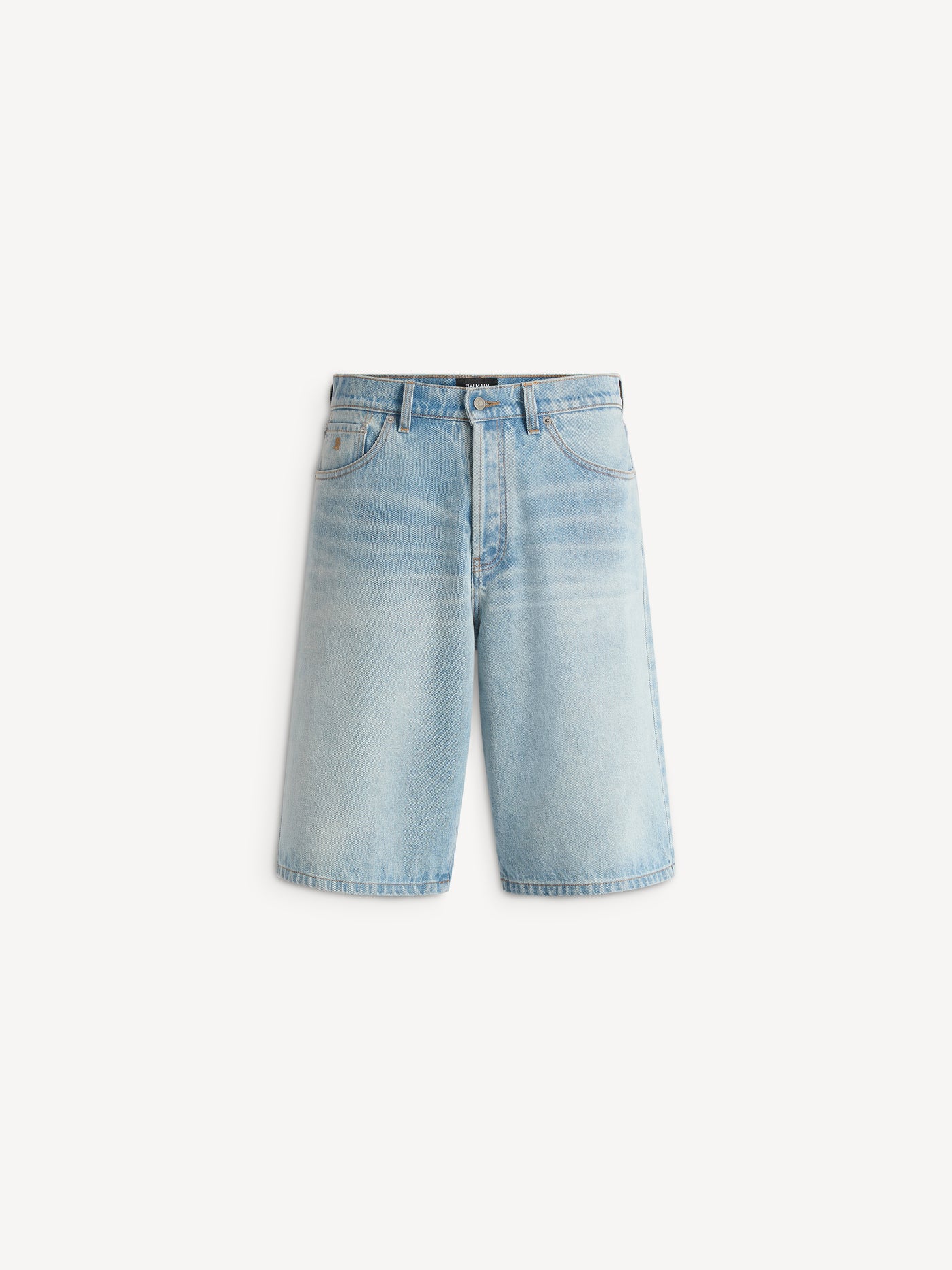Lockere Bermudashorts aus blauem, verwaschenem Denim