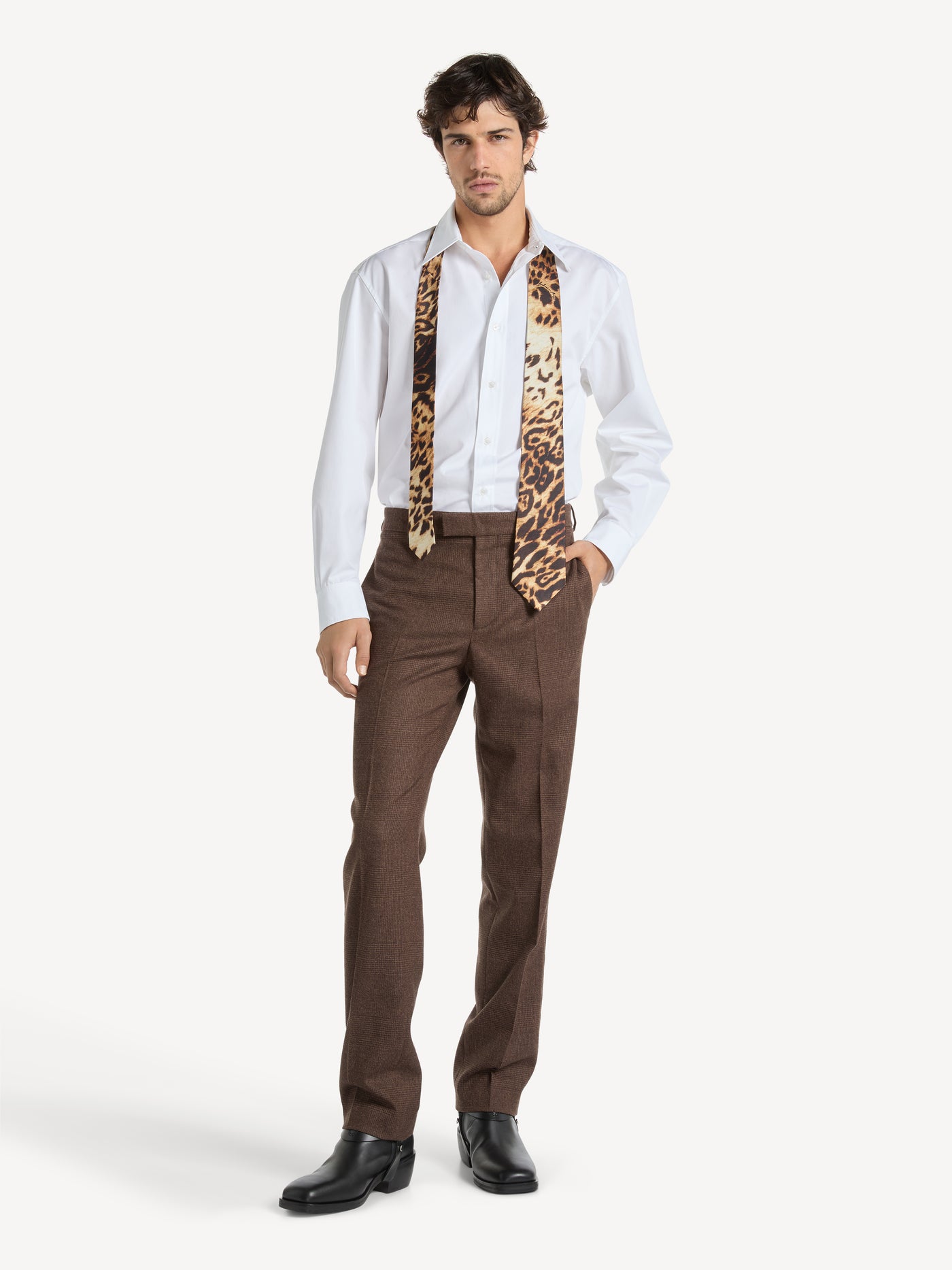 Eng anliegende Hose mit Prince-of-Wales-Muster