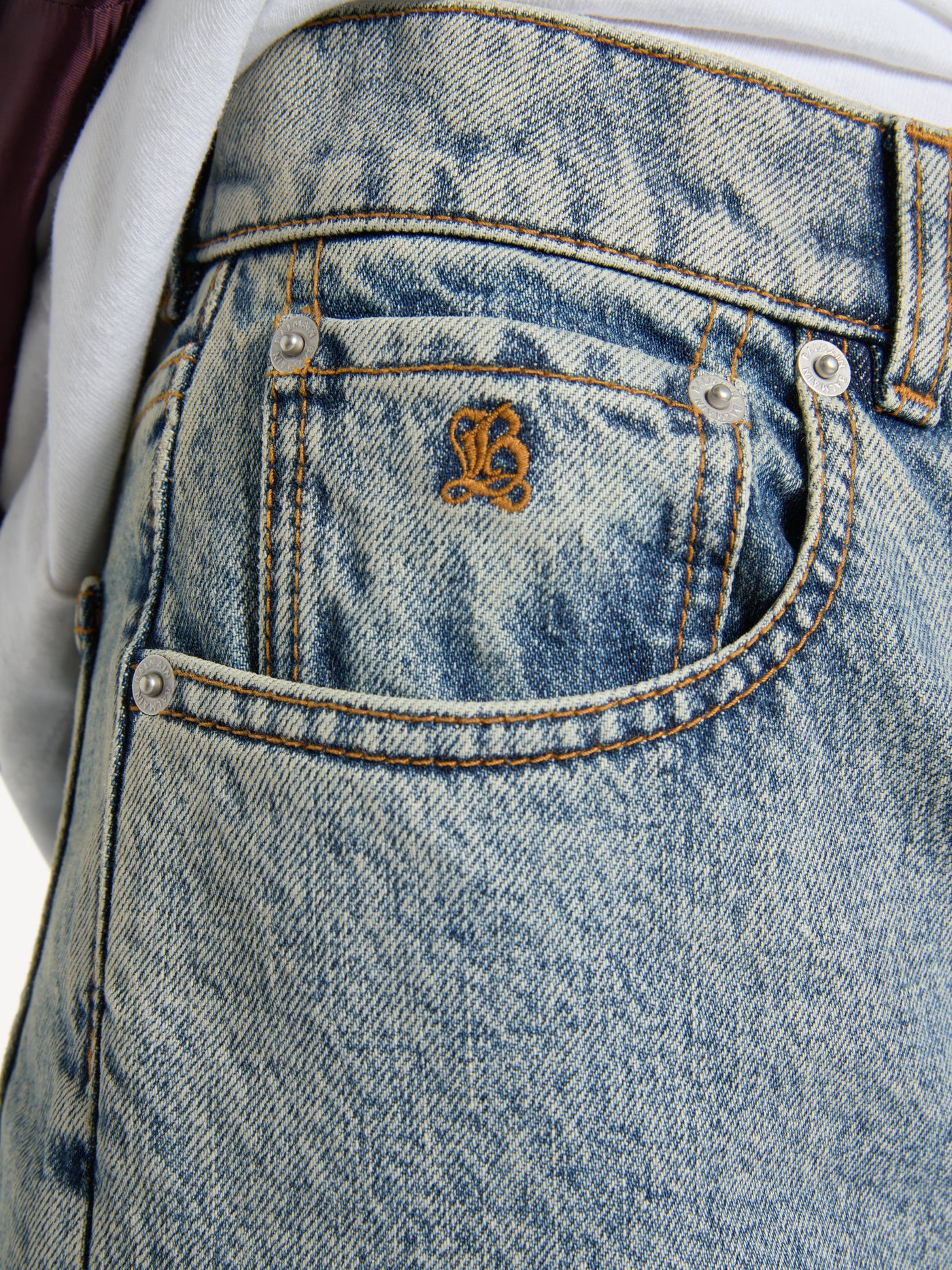 Biker jeans in faded denim