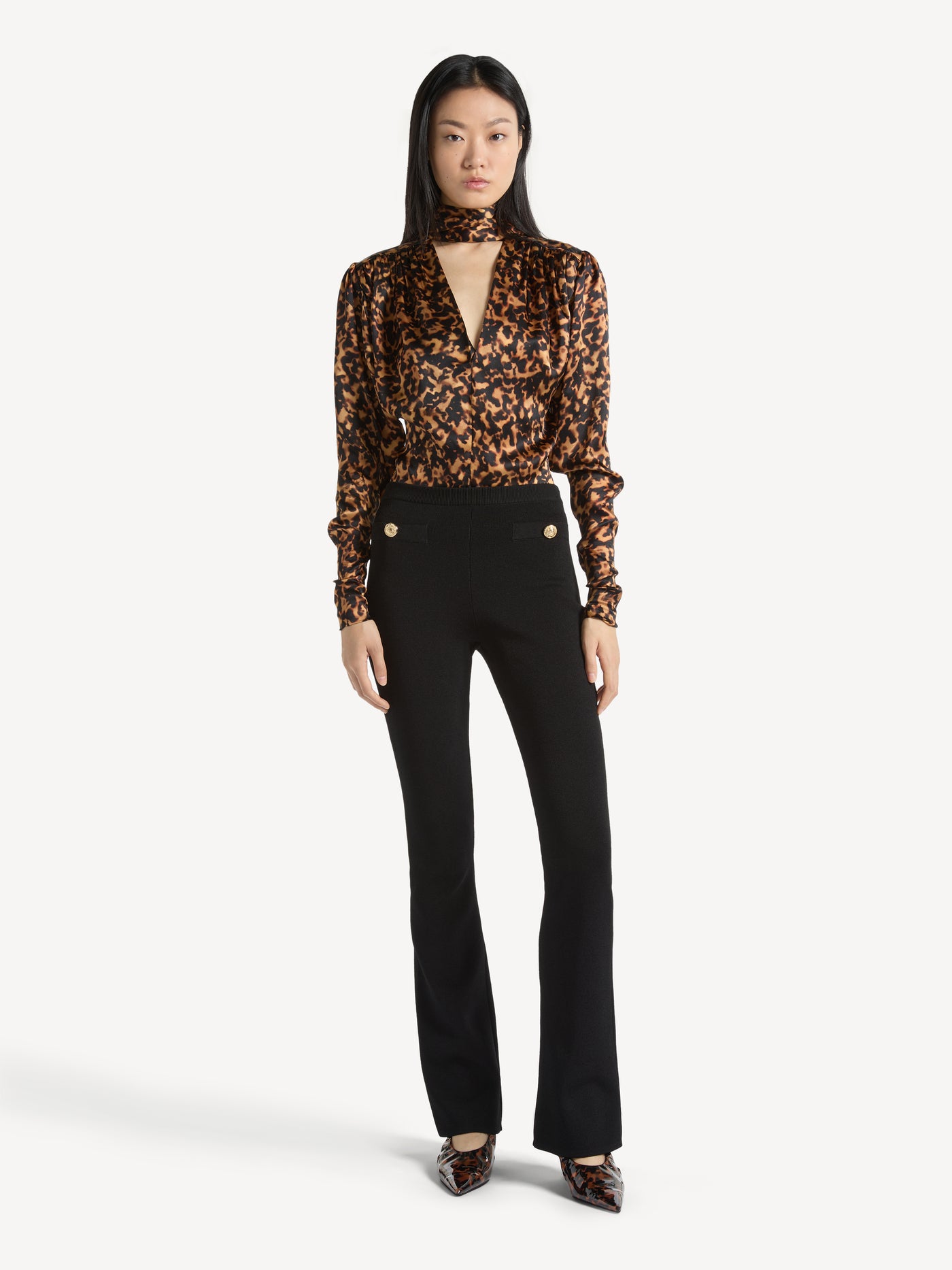 High-waisted Milano jersey trousers