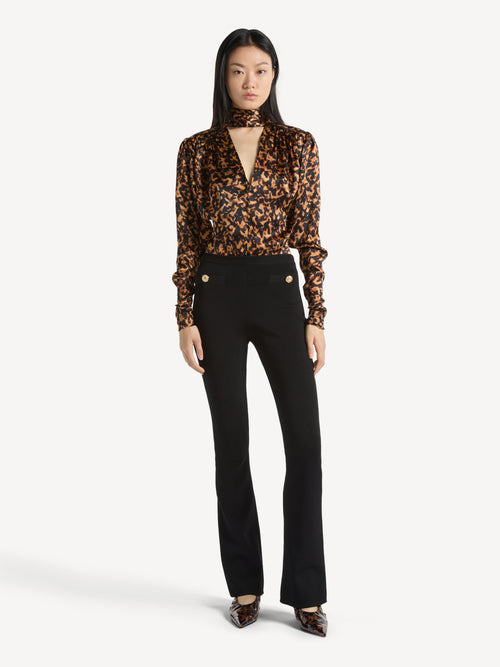 Pantalon taille haute en punto milano