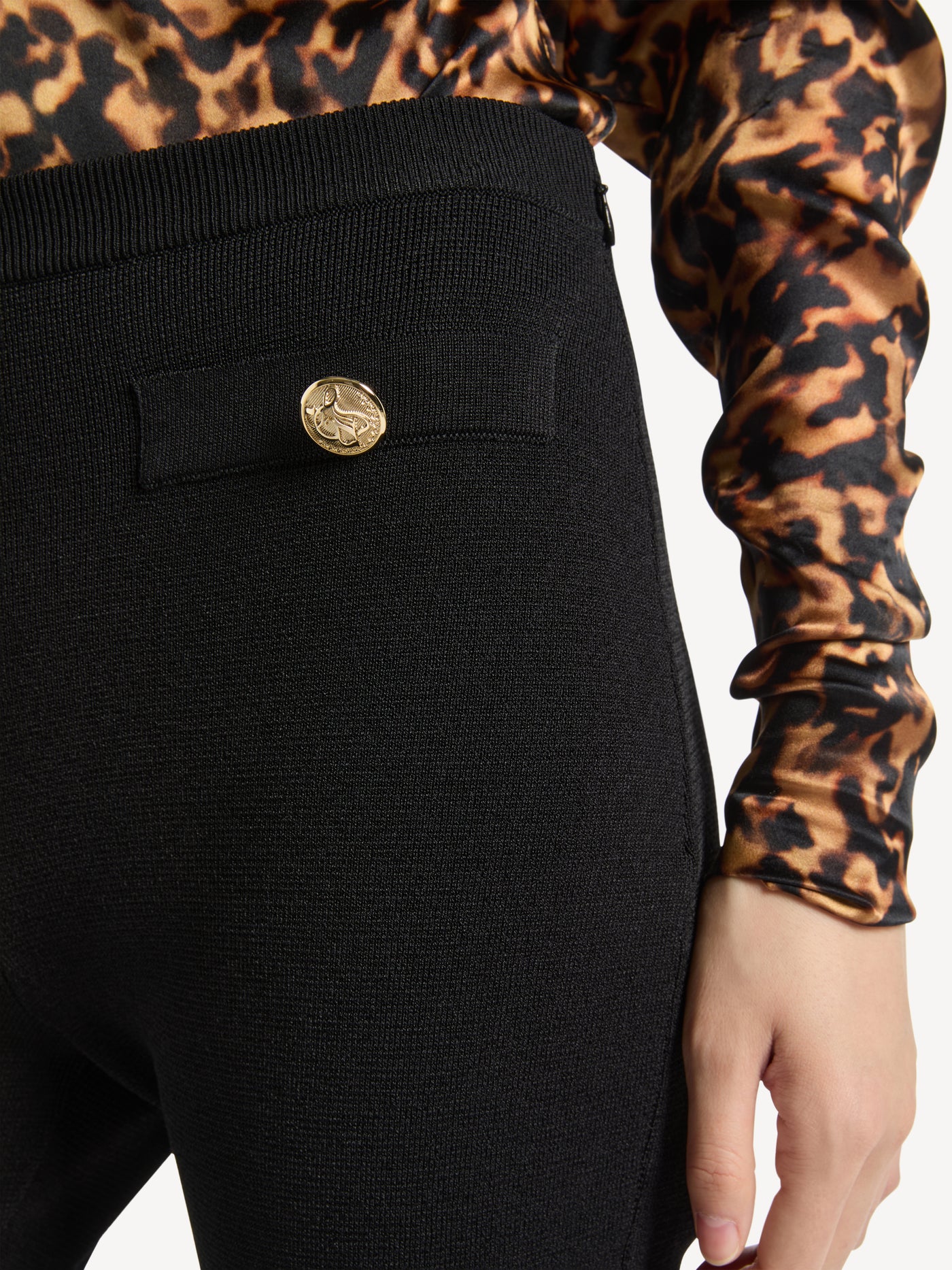 Pantalon taille haute en punto milano