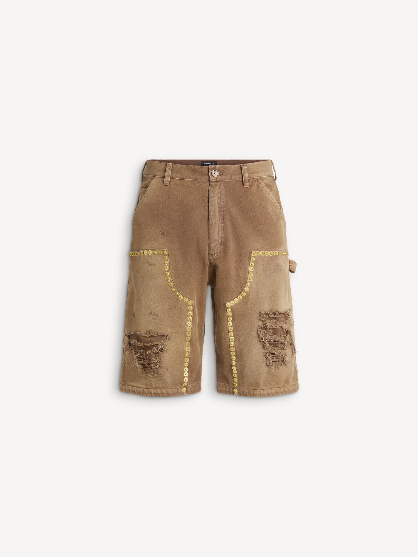 Bermudashorts aus Vintage-Baumwolle mit Nieten