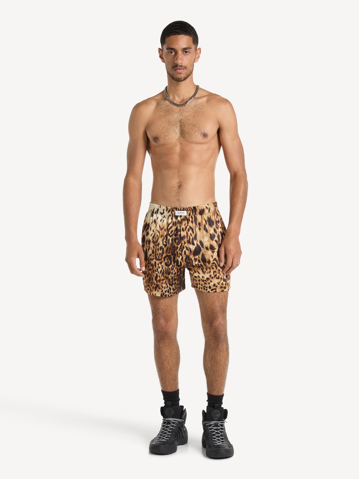 Boxershorts aus Seide mit Leopardenmuster