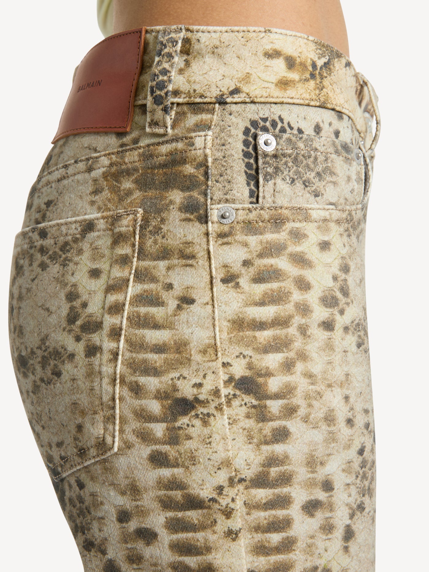 Python-print bootcut denim jeans