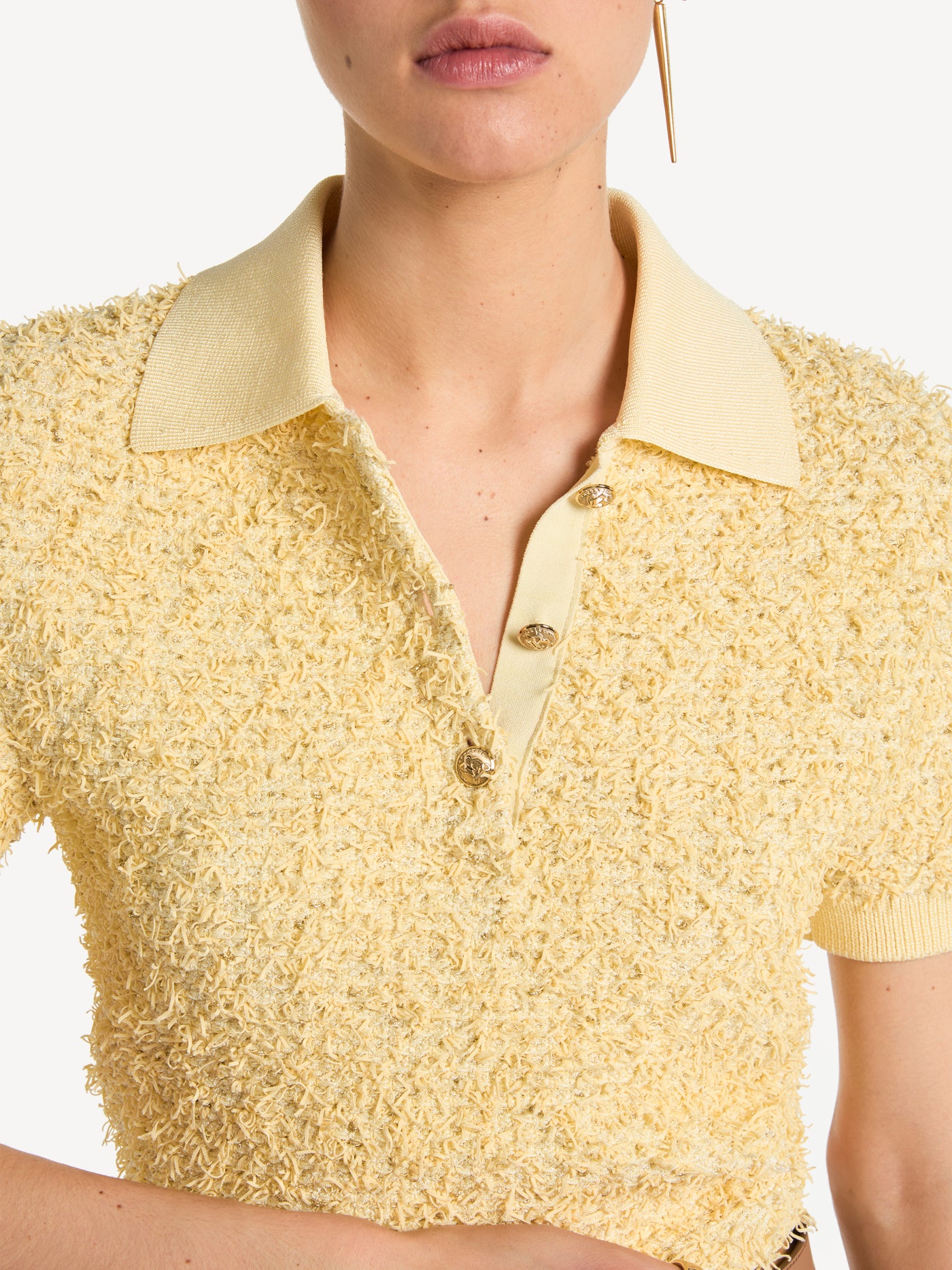 Knit tweed polo shirt