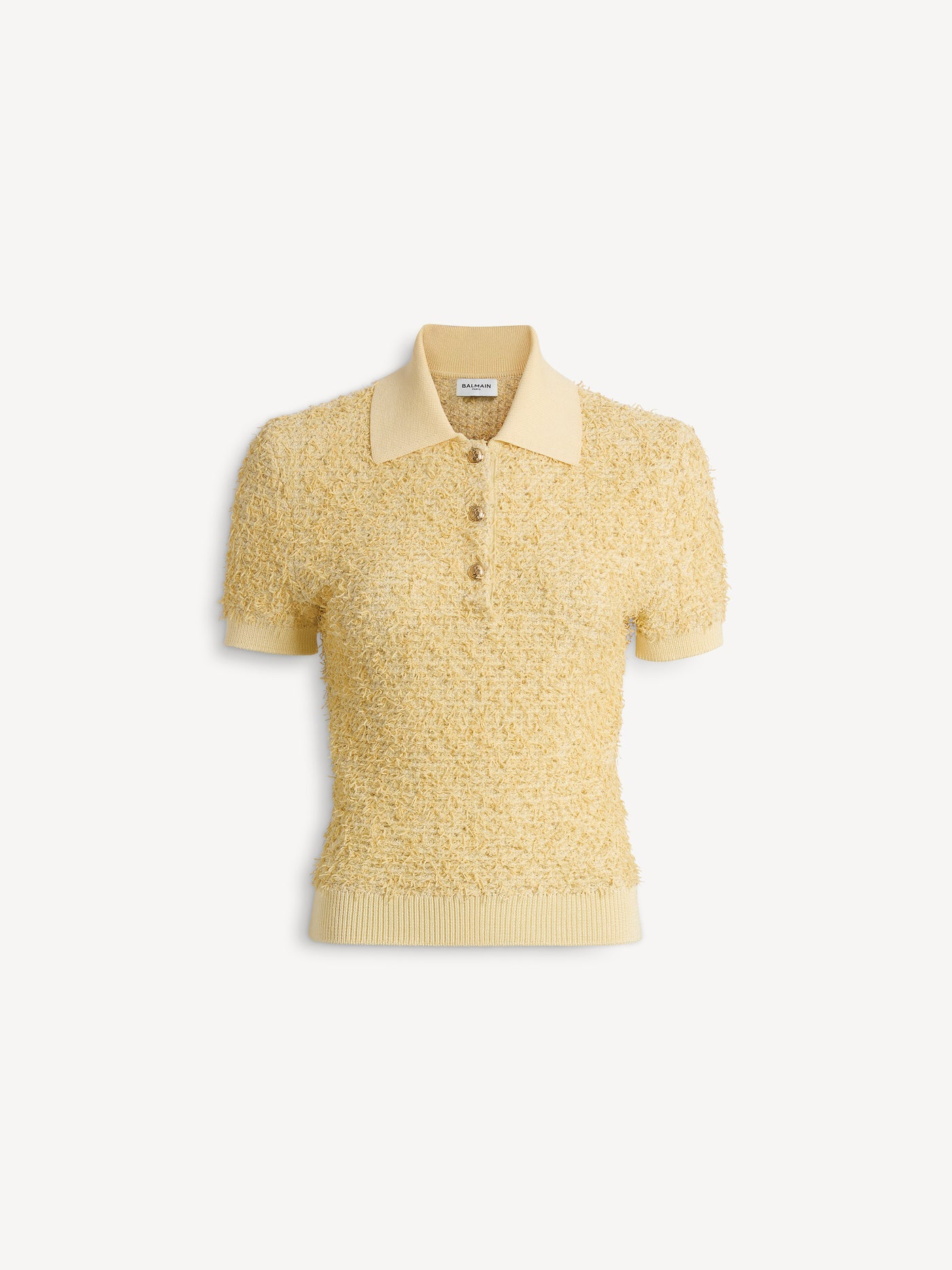 Knit tweed polo shirt