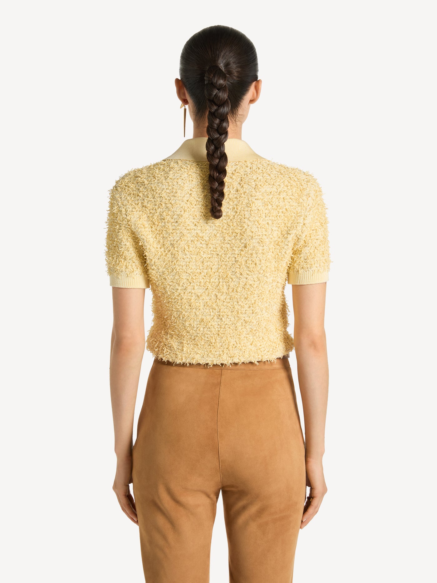 Knit tweed polo shirt