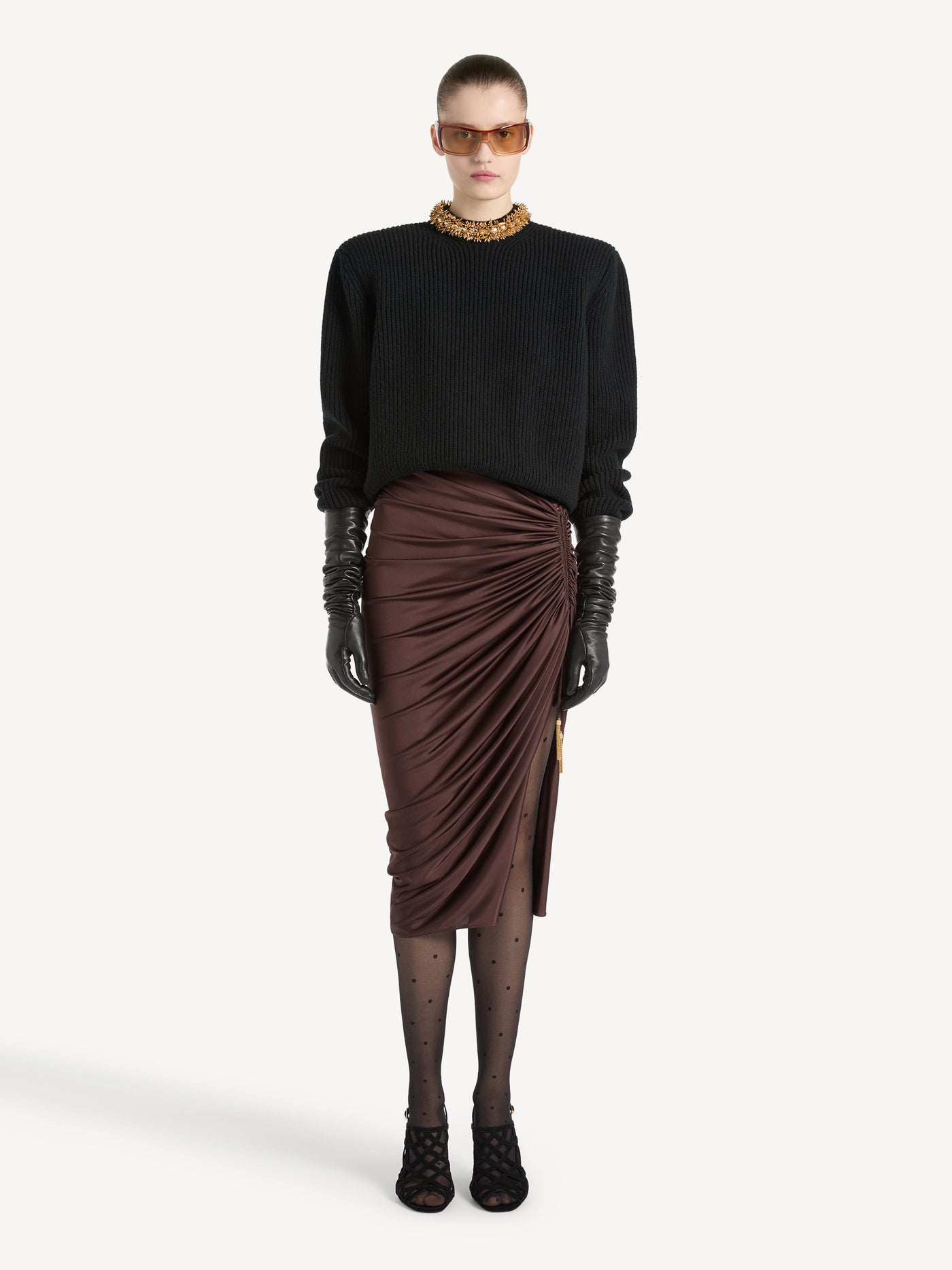 Pullover aus Kaschmir mit abnehmbarer Borte
