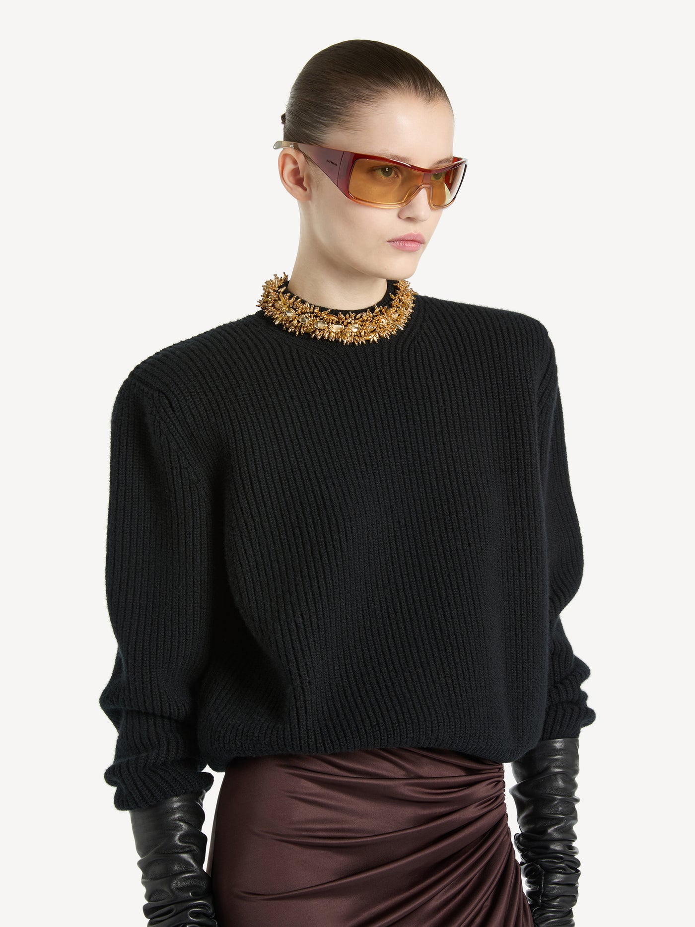 Pullover aus Kaschmir mit abnehmbarer Borte