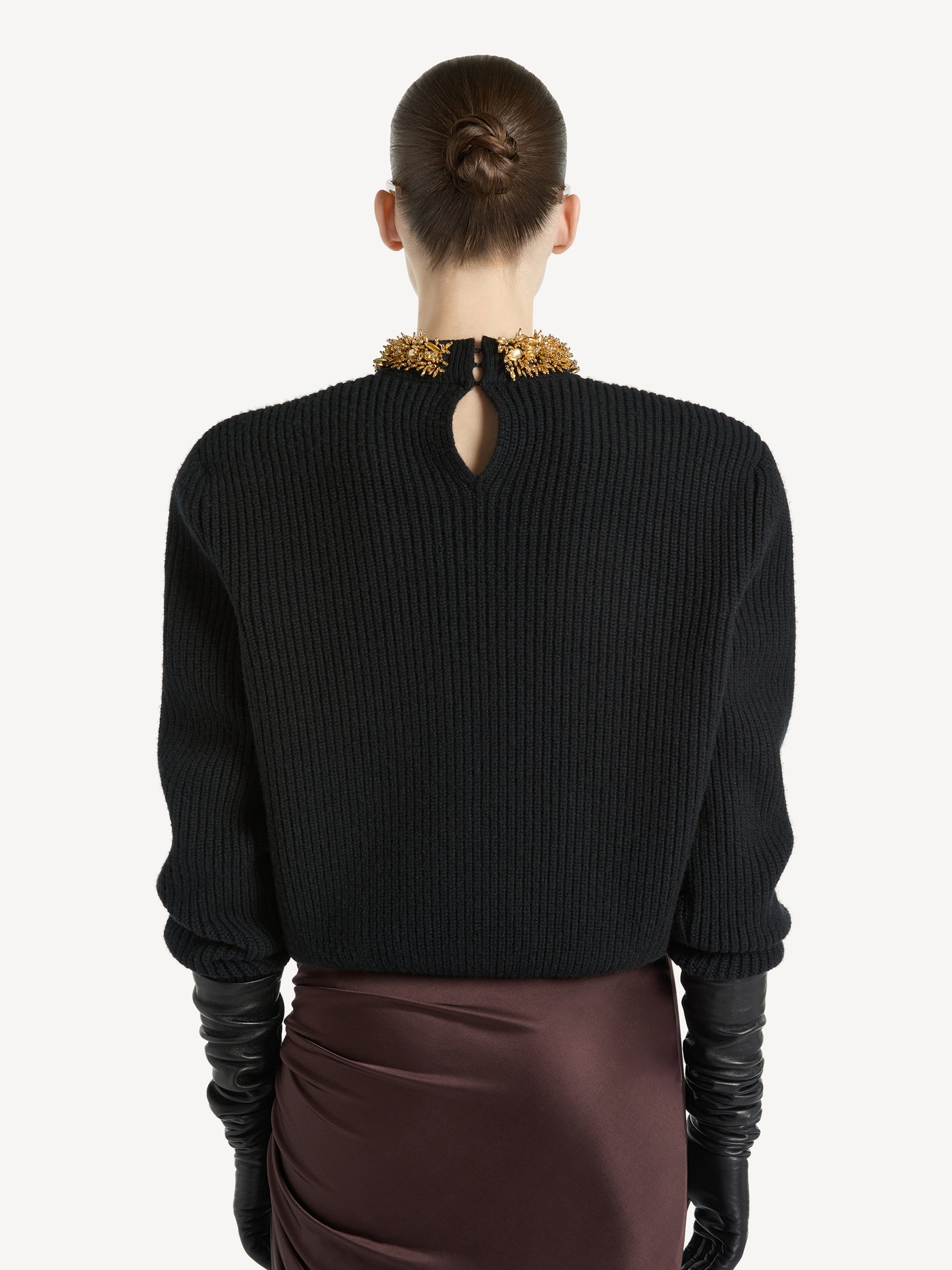 Pullover aus Kaschmir mit abnehmbarer Borte
