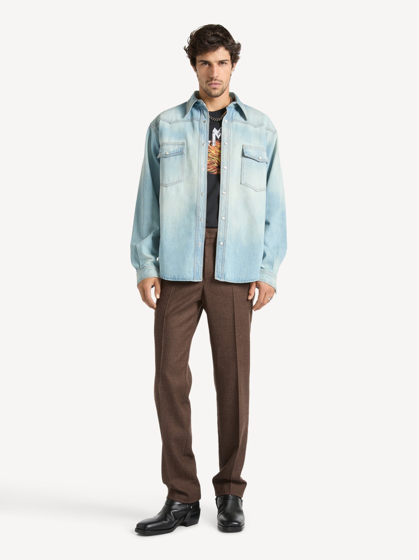 Western-Overshirt aus verwaschenem Denim