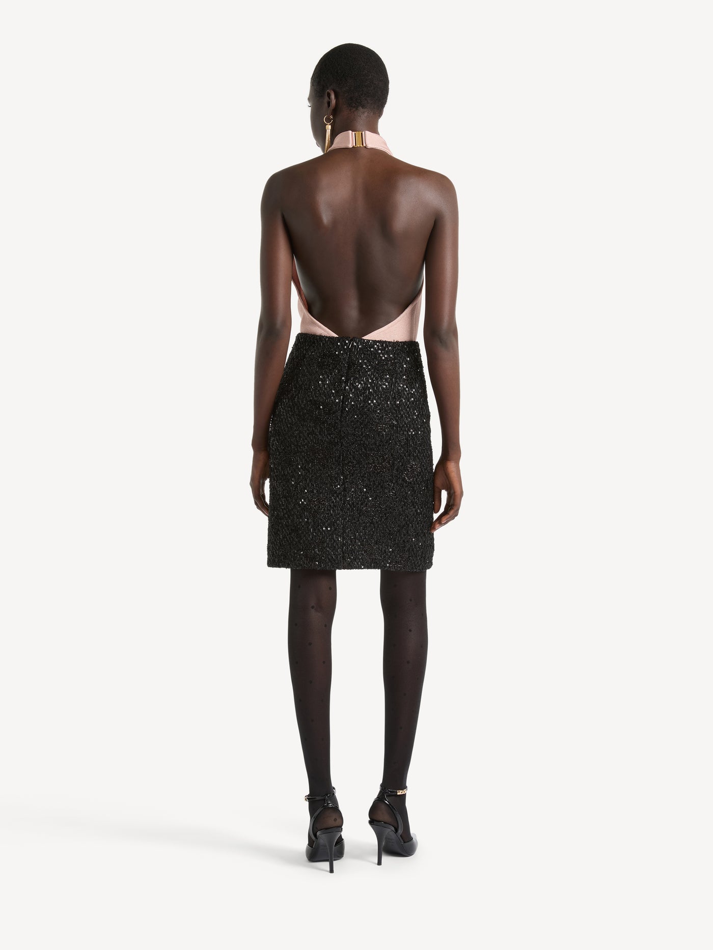 Sequinned tweed midi skirt