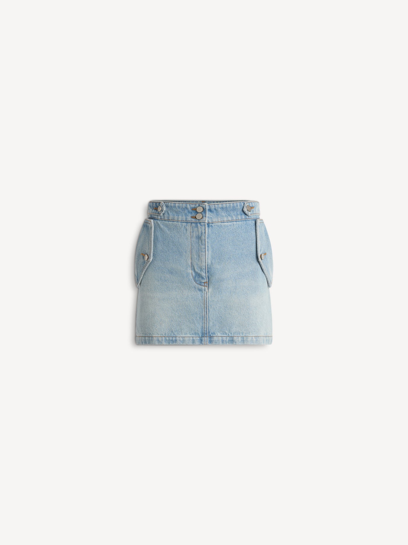 Short skirt in faded denim