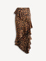 Ruffled skirt in printed silk satin