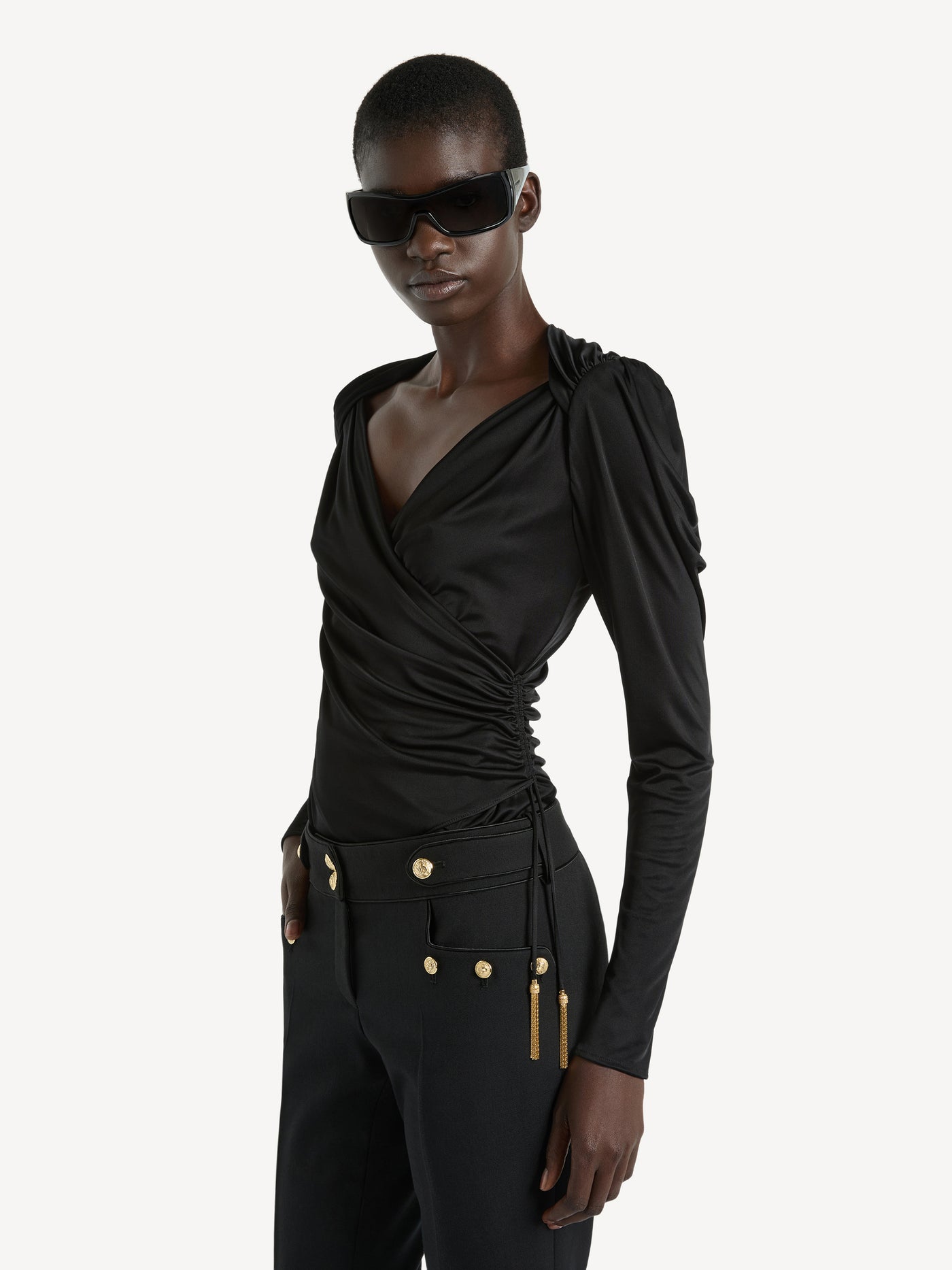 Draped flowing jersey top