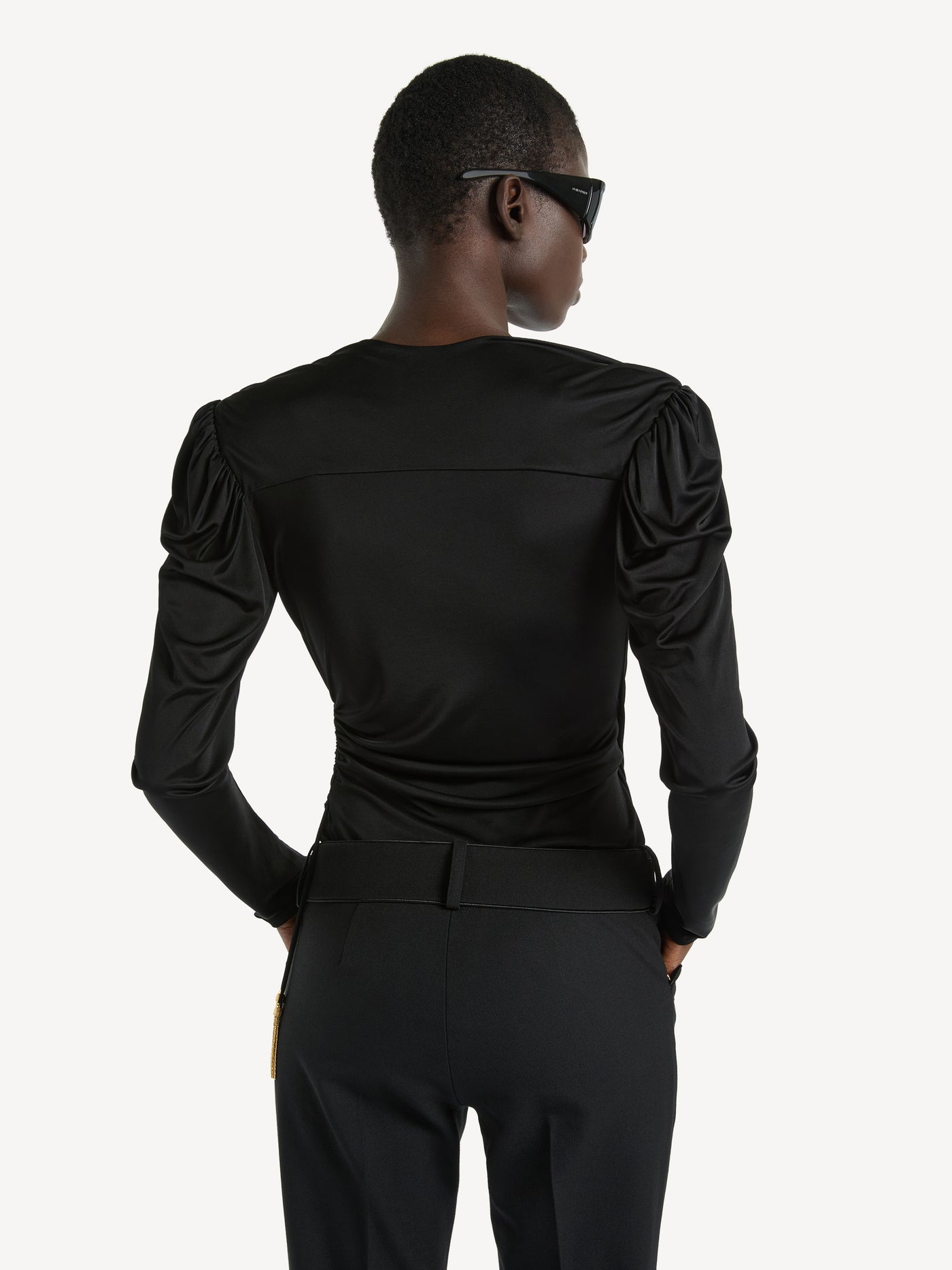 Draped flowing jersey top